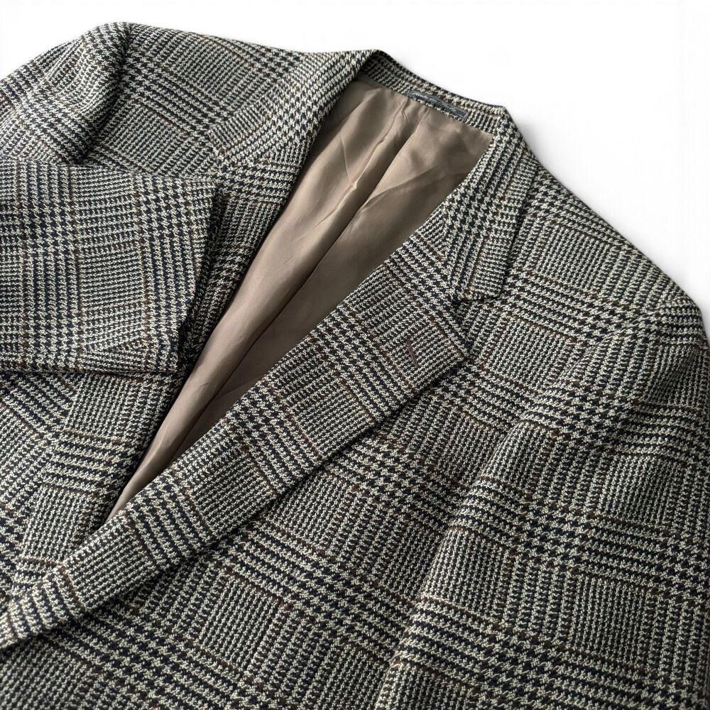 Corneliani Harry Rosen Blazer Men 38R/ 48IT Brown Glen Plaid Wool Cupro Italy